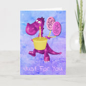 Lila Dragon Cupcake Balloons Geburtstag Karte (Vorderseite)
