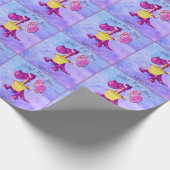 Lila Dragon Cupcake Balloons Personalisiert Geschenkpapier (Ecke)