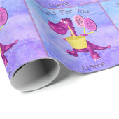 Lila Dragon Cupcake Balloons Personalisiert Geschenkpapier (Rolleneckpunkt)