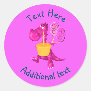 Lila Dragon Cupcake Balloons Personalisiert Runder Aufkleber