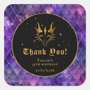 Lila Dragon Scales Gold Geburtstag Vielen Dank Quadratischer Aufkleber