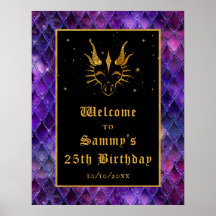 Lila Dragon Scales Gold Geburtstagsparty Willkomme