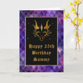 Lila Dragon Scales Imitate Glitzer Happy Birthday Karte (Gelbe Blume)