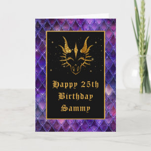 Lila Dragon Scales Imitate Glitzer Happy Birthday Karte