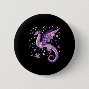 Lila Dragon Stars Niedlich Fantasy Mythical Girls Button