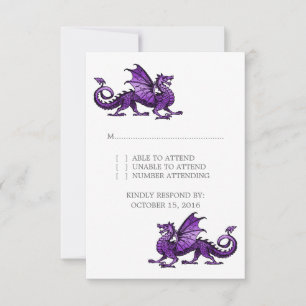 Lila Dragon Wedding Response Card RSVP Karte