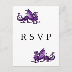 Lila Dragon Wedding RSVP Postcard Einladungspostkarte