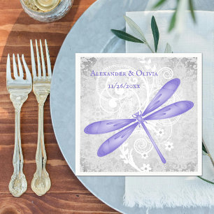 Lila Dragonfly Brautparty Napkin Serviette