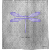 Lila Dragonfly Damask Duschvorhang (Vorderseite)