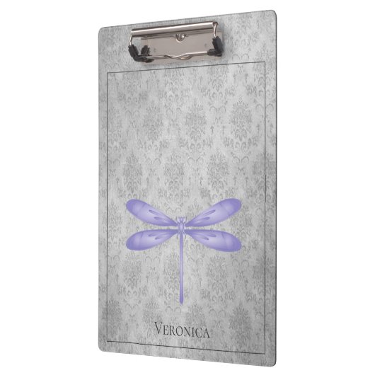 Lila Dragonfly Damask Klemmbrett (Links)
