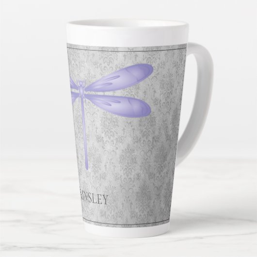 Lila Dragonfly Damask Milchtasse (Rechte Ecke)
