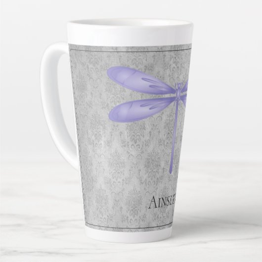 Lila Dragonfly Damask Milchtasse (Linke Ecke)