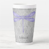 Lila Dragonfly Damask Milchtasse (Vorderseite)