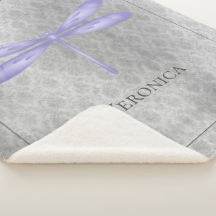 Lila Dragonfly Damask Personalisiert Sherpadecke