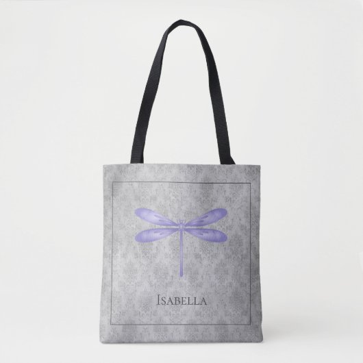 Lila Dragonfly Damask Tasche (Vorderseite)