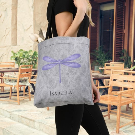 Lila Dragonfly Damask Tasche