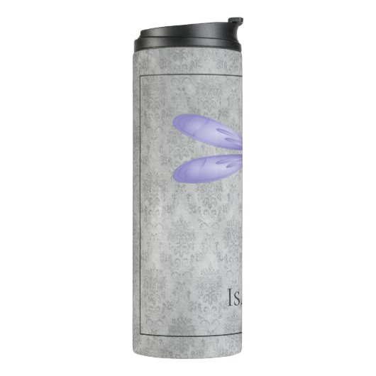 Lila Dragonfly Damask Thermosbecher (Nach links gedreht)