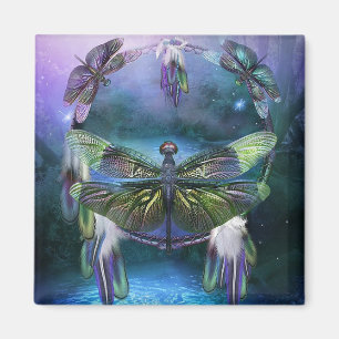 Lila Dragonfly Dreamcatcher Magnet