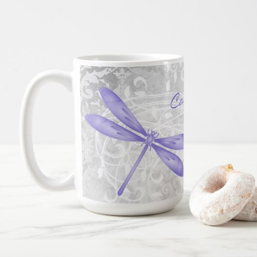 Lila Dragonfly Personalisierter Kaffee Tasse (Mit Donut)