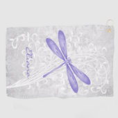 Lila Dragonfly Personalisiertes Golfhandtuch (Horizontal)