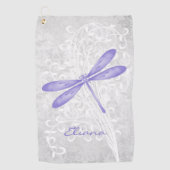 Lila Dragonfly Personalisiertes Golfhandtuch (Vorderseite)