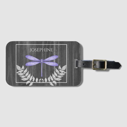 Lila Dragonfly Rustikaler Gepäckträger Gepäckanhänger (Vorderseite (Horizontal))