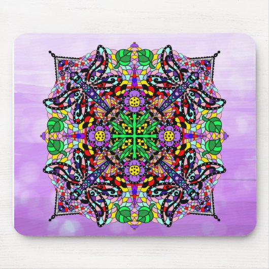 Lila Dragonfly Themed Mandala Colorful Mousepad (Vorne)