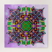 Lila Dragonfly Themed Mandala Colorful Puzzle (Horizontal)