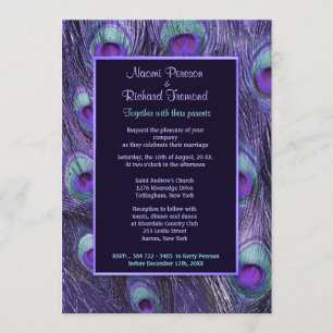 Lila Drama der Pfauenfeder - Einladung zur Hochzei