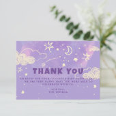 Lila Dream Baby Dusche Vielen Dank Dankeskarte (Stehend Vorderseite)