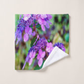 Lila Drehung und Shout Hydrangea-Blume Badhandtuch Set (Waschlappen)