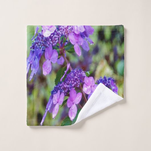 Lila Drehung und Shout Hydrangea-Blume Badhandtuch Set (Waschlappen)