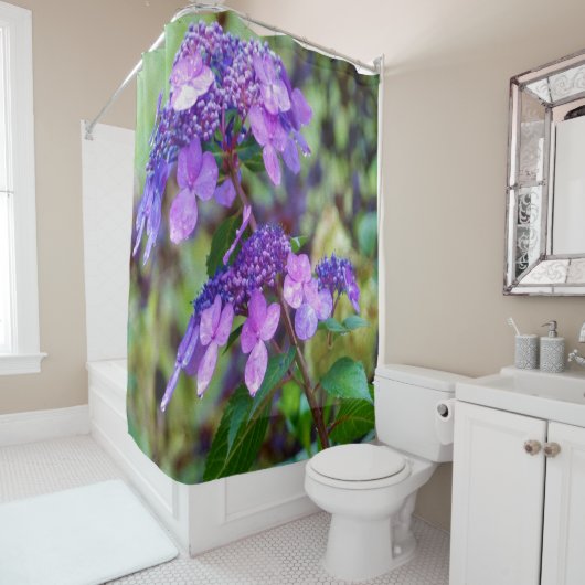 Lila Drehung und Shout Hydrangea-Blume Duschvorhang (Beispiel)