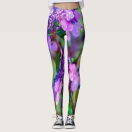 Lila Drehung und Shout Hydrangea-Blume Leggings