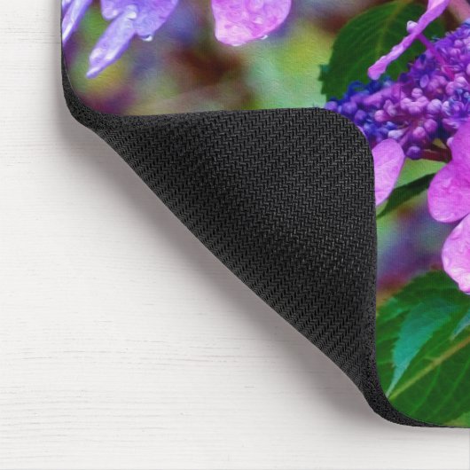 Lila Drehung und Shout Hydrangea-Blume Mousepad (Ecke)
