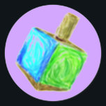 Lila Dreidel-Sticker Runder Aufkleber<br><div class="desc">Das sind lustige Aufkleber für Hanukkah!</div>