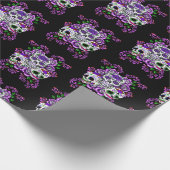 Lila, dreifacher Tag der toten Zuckerschädel Geschenkpapier (Ecke)
