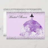 Lila Dress Glitzer Brautparty laden Einladung (Vorne/Hinten)