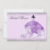 Lila Dress Glitzer Brautparty laden Einladung (Vorderseite)