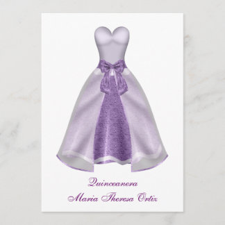 Lila Dress Quinceanera 15. Geburtstagsparty Einladung
