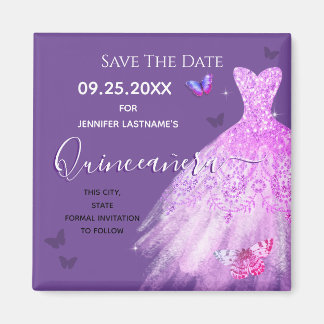 Lila Dress Quinceanera Save the Date Ma Magnet