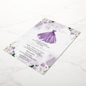 Lila Dress Quincenera Folieneinladung (Gedreht)