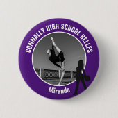 Lila Drill-Team-Foto High School Tänzerin Button (Vorderseite)