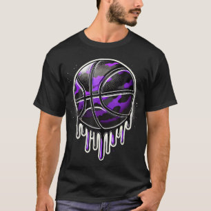Lila Drip Basketball Tarnmuster T-Shirt