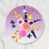 Lila Driving Glitzer Blumenbedanken sich Geschenkanhänger (Rückseite)