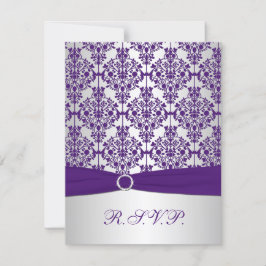 LILA DRUCKER RIBBON, SilberDamaskus-Antwortkarte RSVP Karte