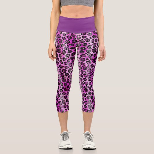 Lila Druckkapsel Capri Leggings (Vorderseite)
