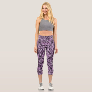 Lila Dschungel Capri Leggings