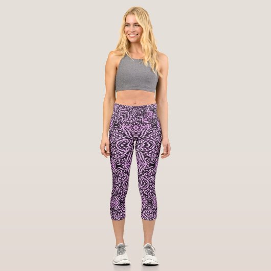 Lila Dschungel Capri Leggings (Vorderseite)
