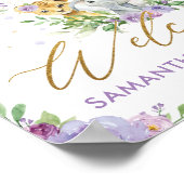 Lila Dschungeltiere Babydusche Willkommen Poster (Ecke)